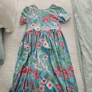 Dot Dot Smile Blue and Red Floral Kids Dress